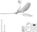 Sofucor 52 Inch Smart Ceiling Fan with Light, Modern Ceiling Fan with 3 Plastic Blade, Quiet, Dimmable, Compatible with Alexa/Google/App, 6 Speeds 7000CFM, Timer Quiet Reversible DC Motor, ETL, White
