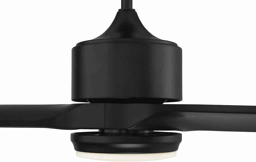 Craftmade 60' Mobi Ceiling Fan, Flat Black Finish, Outdoor Rated, 3 ABS Blades, Remote & Wall Control Included, LED Light Kit with Optional Lens Cover Included
