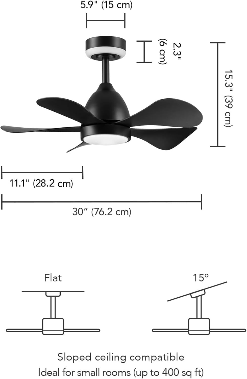 Globe Electric 37000106 30' Ceiling Fan with LED Light, Nightlight, Remote Control, WhisperQuiet DC Motor, 6 Speeds, Matte Black