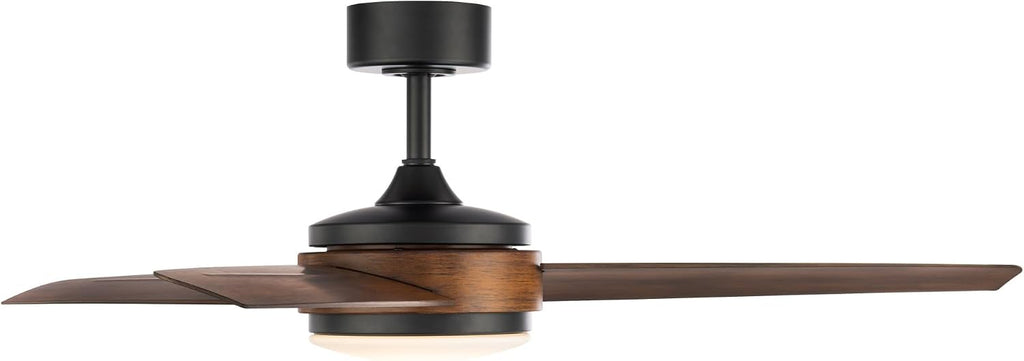 WAC Lighting Mod 3-Blade Aluminum Smart Ceiling Fan in Matte Black/Koa Brown