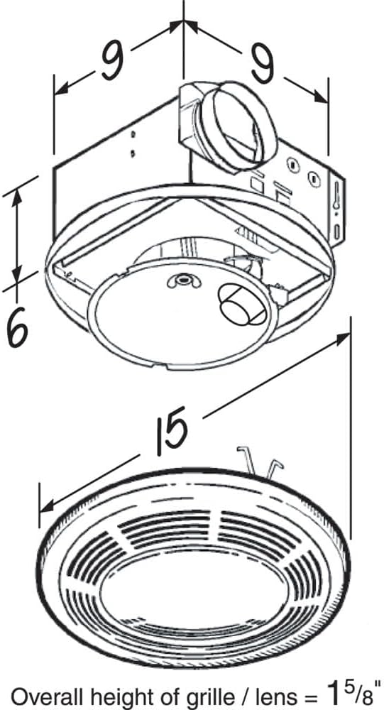 Broan-NuTone 750 Round Fan and Light Combo for Bathroom and Home, White Grille with Glass Lens, 100-Watts, 3.5 Sones, 100 CFM
