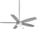 Minka-Aire F673L-BN/SL Airetor 52 Inch Ceiling Fan with Integrated 16W LED Light in Brushed Nickel Finish with Silver Blades