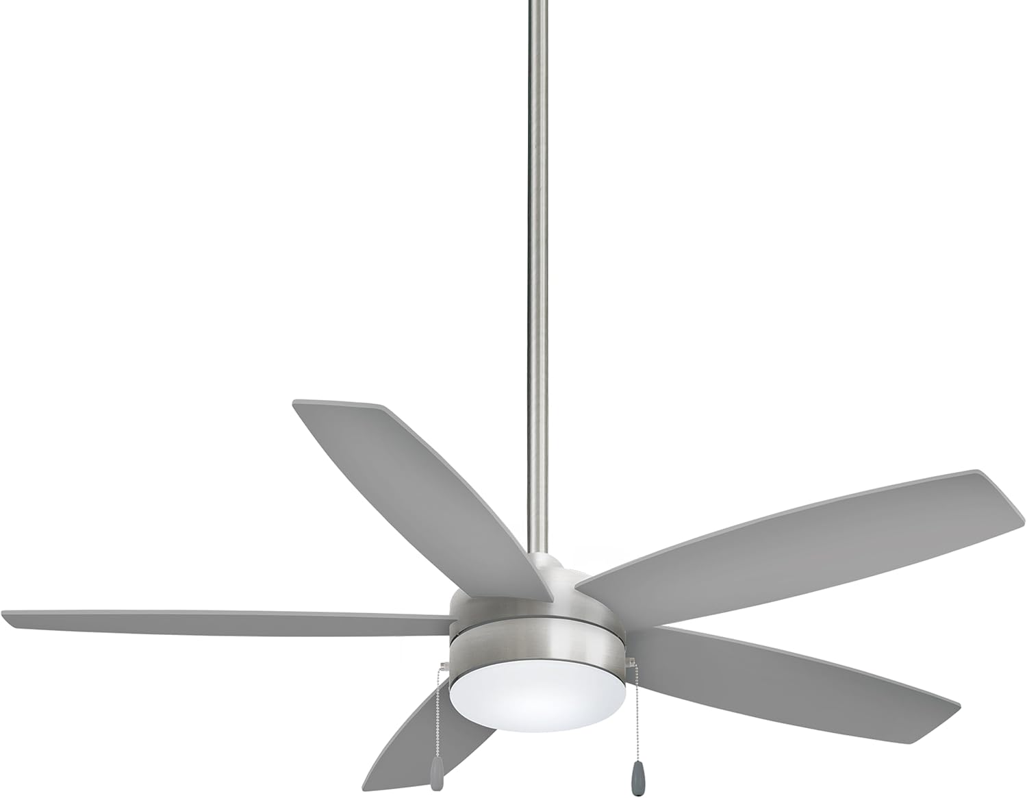 Minka-Aire F673L-BN/SL Airetor 52 Inch Ceiling Fan with Integrated 16W LED Light in Brushed Nickel Finish with Silver Blades