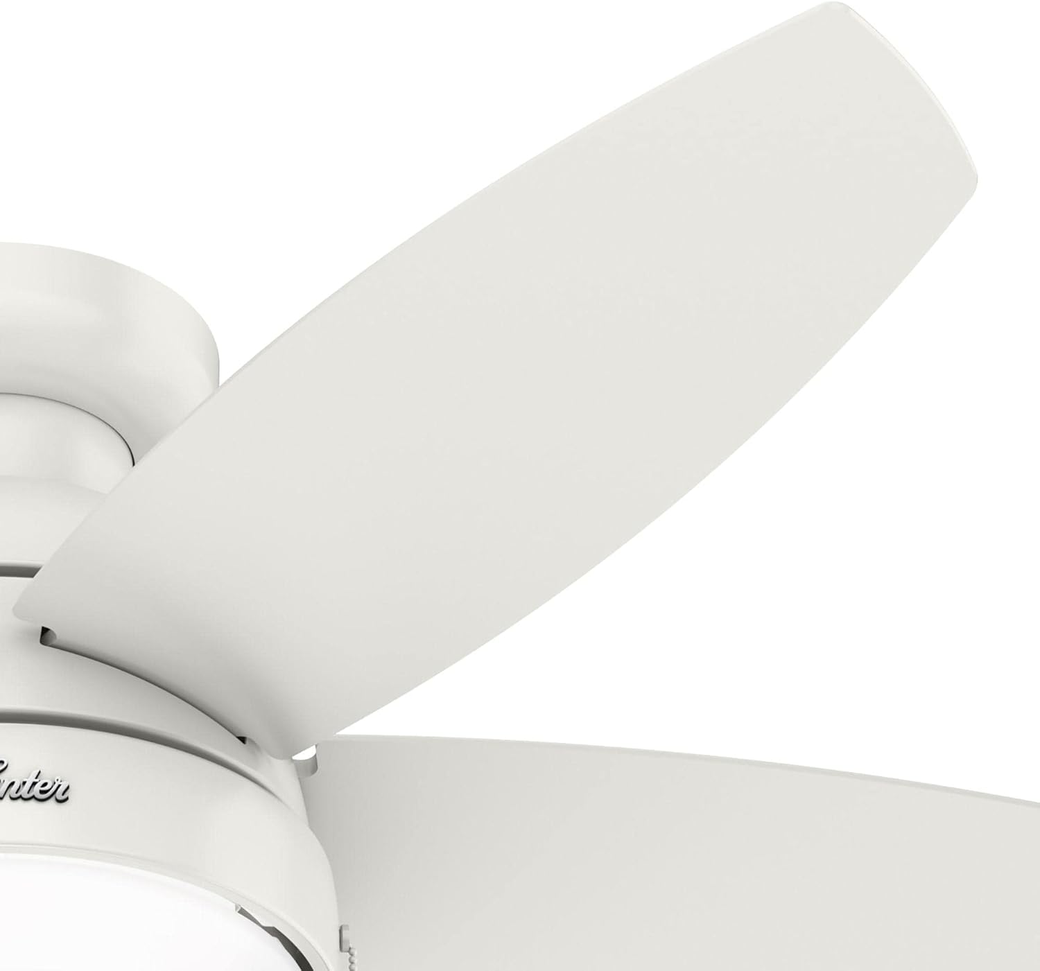 Hunter 44 inch Indoor Ceiling Fan with LED Light - White Ceiling Fan with Pull Chain, For Bedroom, Living Room, or Kitchen, Low Profile Mount, No Remote, 5 Blades - Lilliana 51224, Fresh White