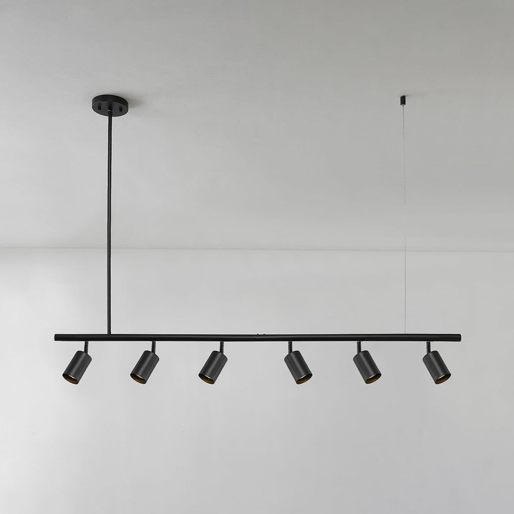 Globe Electric 64000123 55' 6-Light Adjustable Height Track Light, Matte Black, Pivoting Heads, GU10 Base Bulbs Not Included, Ceiling Light Fixture, Kitchen and Home Lighting Decor