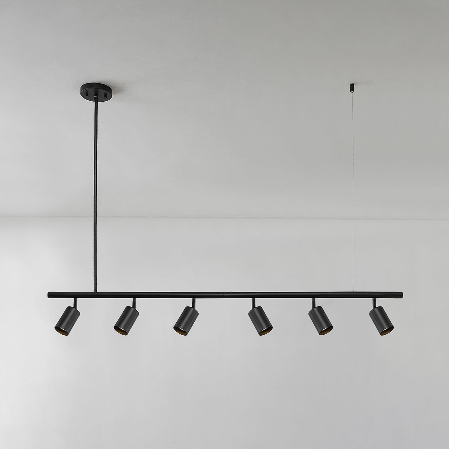 Globe Electric 64000123 55' 6-Light Adjustable Height Track Light, Matte Black, Pivoting Heads, GU10 Base Bulbs Not Included, Ceiling Light Fixture, Kitchen and Home Lighting Decor