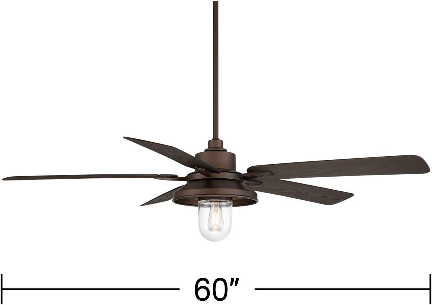Casa Vieja 60' Ridgeline Barn Farmhouse Rustic Indoor Cottage Core Outdoor Ceiling Fan 5 Blade LED Light Remote Control Bronze Finish Brown Blades Bedroom Patio Wet Rated Decorative DC Motor