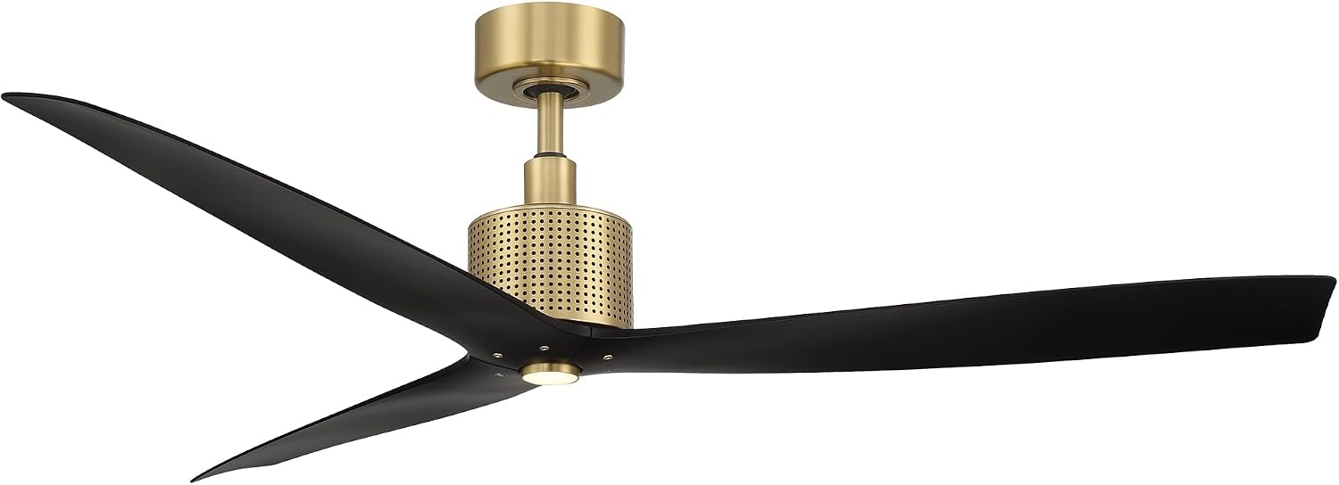 Modern Forms Spinster Indoor and Outdoor 3-Blade 60in Smart Ceiling Fan in Soft Brass Matte Black with 3000K LED Light Kit and Remote Control with Alexa and iOS or Android App