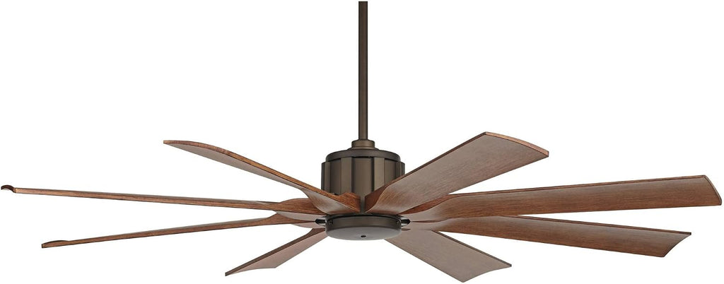 Possini Euro Design 60' Defender Industrial Rustic Farmhouse Outdoor Ceiling Fan with Remote Control Oil Rubbed Bronze Hand-Painted Koa Damp Rated for Patio Exterior House Home Porch Gazebo Garage