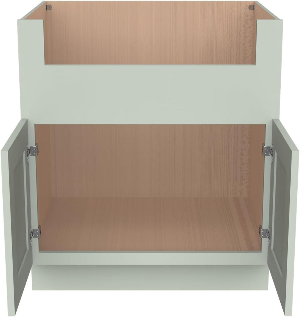 33 Inch RTA Kitchen Sink Base Cabinet - Solid Wood Shaker Style Farmhouse Cabinet with Soft Close Doors, Fits 24-30 Inch Undermount Sinks, Ready to Assemble (Jade Green)