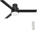 Hunter Fan Company, 51330, 52 inch Gilmour Matte Black Low Profile Damp Rated Ceiling Fan with LED Light Kit and Handheld Remote