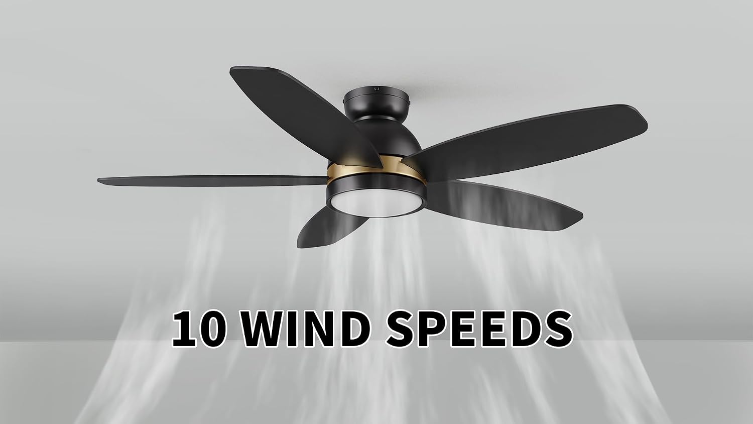Carro 48' Ceiling Fan with Light Flush Mount, DC 10 Speeds Silent with Remote, 3 Light Colors Dimmable LED Ceiling Fan Low Profile for Living Room, Black