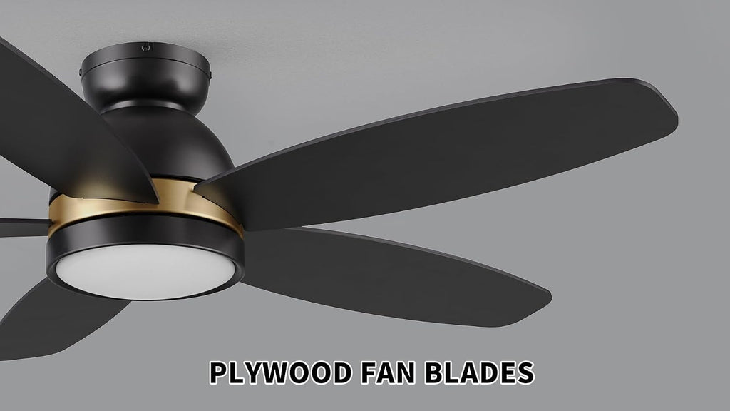 Carro 48' Ceiling Fan with Light Flush Mount, DC 10 Speeds Silent with Remote, 3 Light Colors Dimmable LED Ceiling Fan Low Profile for Living Room, Black