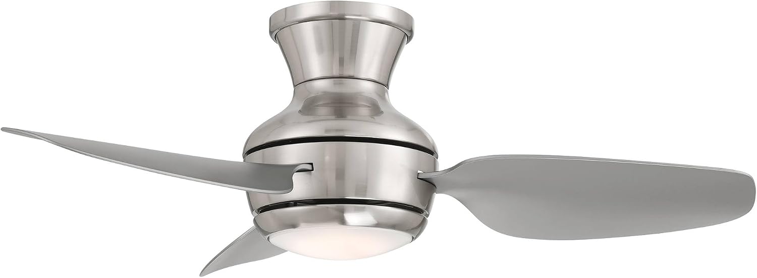 Casa Vieja 36' Whirl Modern Industrial Indoor Outdoor Ceiling Fan 3 Blade LED Light Remote Control Brushed Nickel Finish Silver Blades Bedroom Patio Living Room Kitchen Hugger Flush Mount Decorative