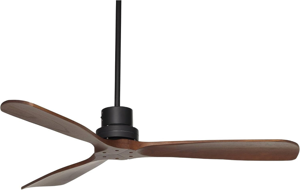 Casa Vieja 52' Delta-Wing DC Modern Industrial Indoor Outdoor Ceiling Fan with Remote Control Matte Black Dark Walnut Damp Rated for Living Room Patio Exterior Home Porch Gazebo Includes 18' Downrod