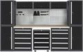 JZD Metal Garage Workshop Cabinet System Set with Drawers, Included One Rolling Tool Cart, No Wall Mounting Needed