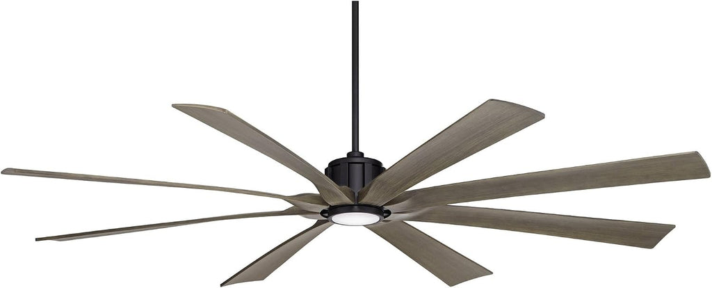 Possini Euro Design 80' Defender Modern Industrial Outdoor Ceiling Fan with Dimmable LED Light Remote Control Matte Black Damp Rated for Patio Exterior House Home Porch Gazebo Garage Barn