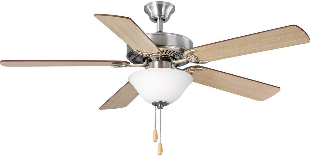 Progress Lighting AirPro Collection 52'' Five-Blade Ceiling Fan with White Etched Light Kit