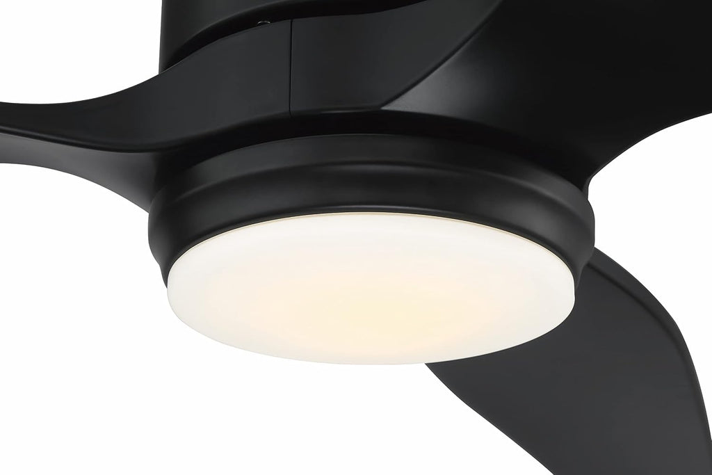 Craftmade 60' Mobi Ceiling Fan, Flat Black Finish, Outdoor Rated, 3 ABS Blades, Remote & Wall Control Included, LED Light Kit with Optional Lens Cover Included