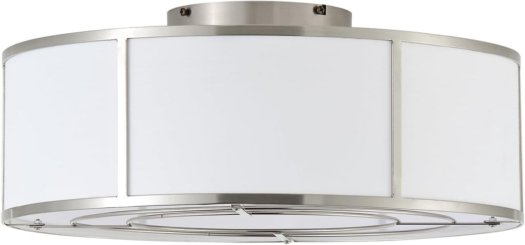 Caged Ceiling Fans with Lights Flush Mount, Low Profile Ceiling Fan with Lights Remote Control, 20'' Modern Bladeless 6 Speeds for Bedroom, Nursery, Kitchen, Silver