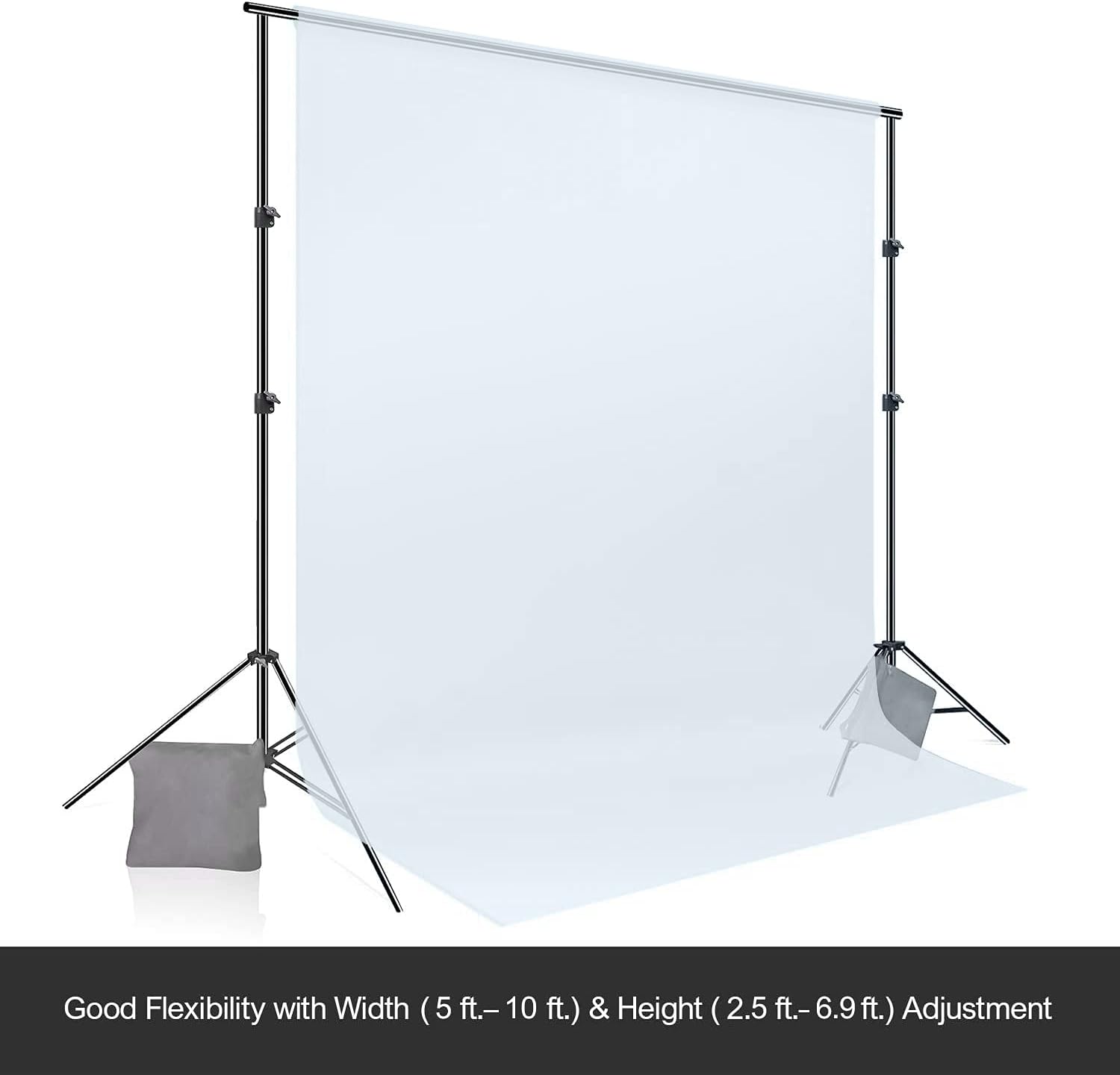 LimoStudio Photo Video Studio 10 ft. Width Adjustable Background Stand Backdrop Support Structure System Kit with Photo Clamp and Sand Bag, Photography Studio, AGG2348V2