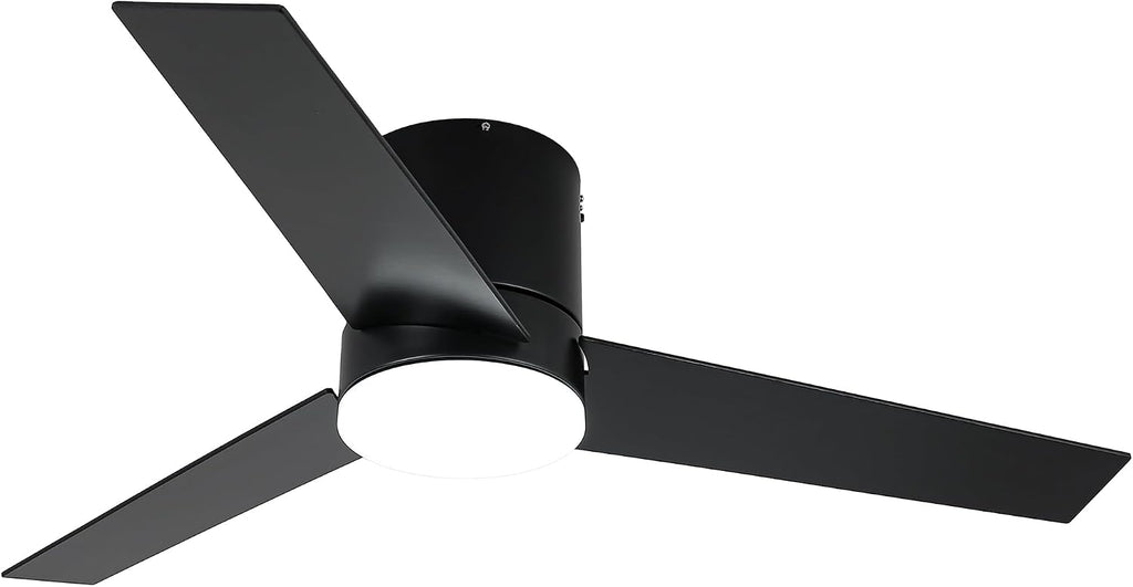 Low Profile Ceiling Fans with Lights and Remote, 48 Inch Bedroom Ceiling Fans Flush Mount, Indoor/Outdoor Fans for Patios, Reversible 3 Blades, Noiseless, Color Temp Adjusted, DOE ETL Tested (Black)