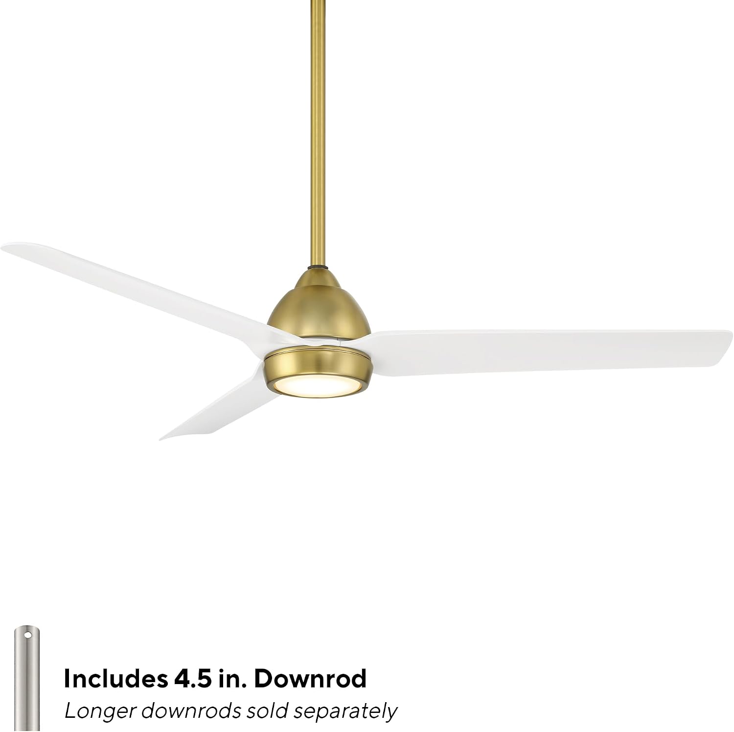WAC F-001L-SB/MW Mocha 54' Outdoor Ceiling Fan with LED Lights and Remote, Soft Brass Matte White