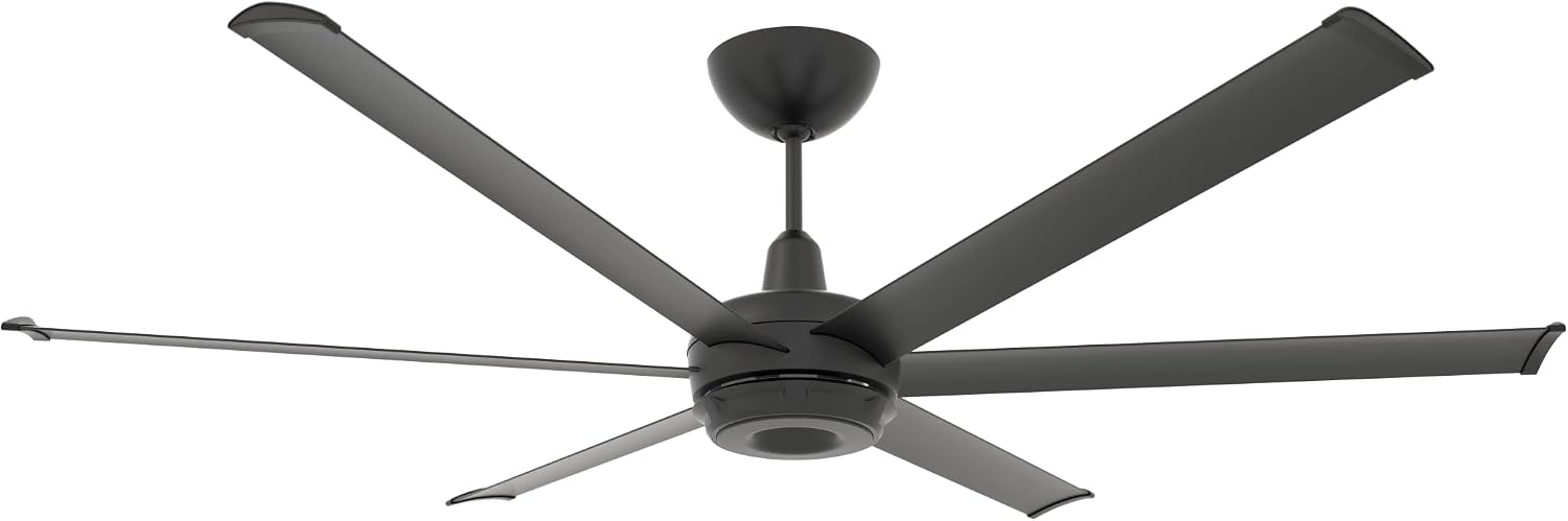 Big Ass Fans – es6 Smart Ceiling Fan – Indoor and Covered Outdoor Use – Lightweight Design – Contemporary Finish with Downrod Mountn - 72', Black