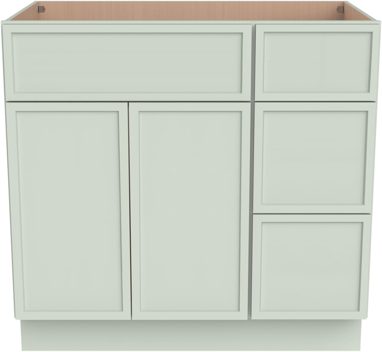 Solid Wood RTA 42' Bathroom Vanity Single-Sink Drawer Base Cabinet Sink Storage Cabinet with Soft-Close 2 Doors and 3 Right Drawers (NT-Jade Green, 42' W × 21' D × 34-1/2'H)