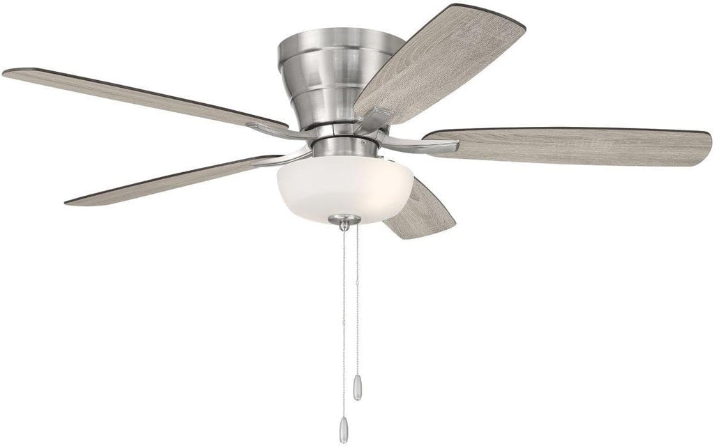 Craftmade 52' Wheeler Indoor Flush Mount 5 Blade Brushed Polished Nickel Finish Ceiling Fan with Single Bowl Light