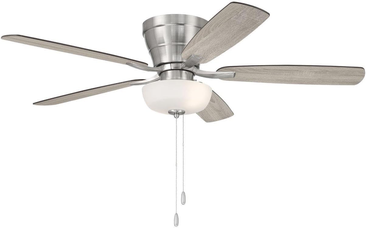 Craftmade 52' Wheeler Indoor Flush Mount 5 Blade Brushed Polished Nickel Finish Ceiling Fan with Single Bowl Light