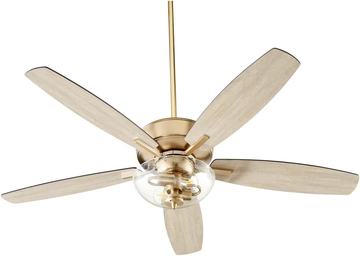 Quorum 7052-280 Transitional 52 inch Ceiling Fan from Breeze Collection in Brass - Antique Finish