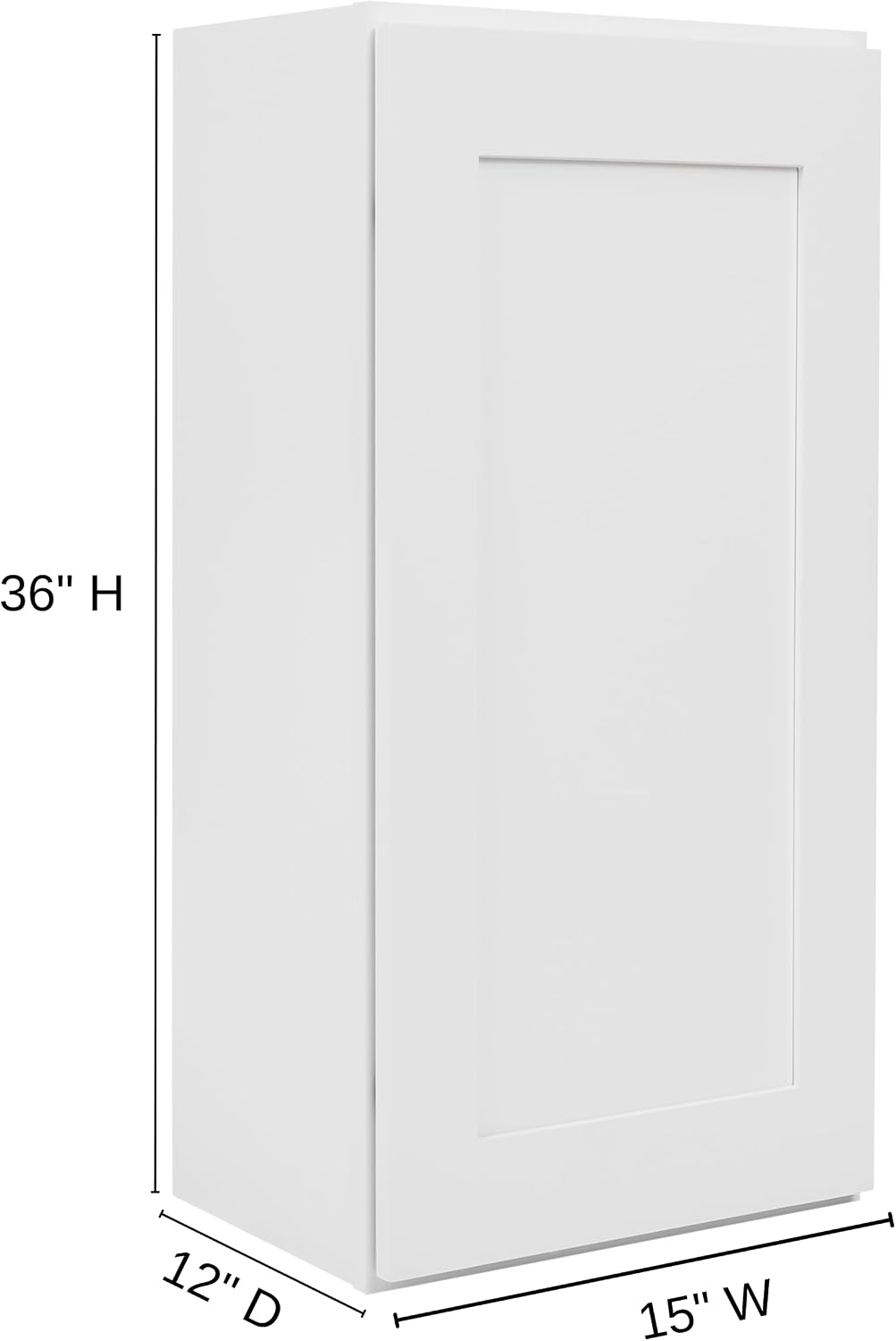 White Shaker Wall Cabinet - Ready to Assemble, Perfect for Kitchen, Laundry, and Bathroom Storage - 15' W x 36' H x 12' D