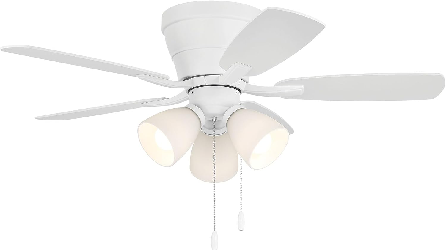 Craftmade 42' Wheeler Indoor Flush Mount 5 Blade White Finish Ceiling Fan with Optional 3-Light Kit