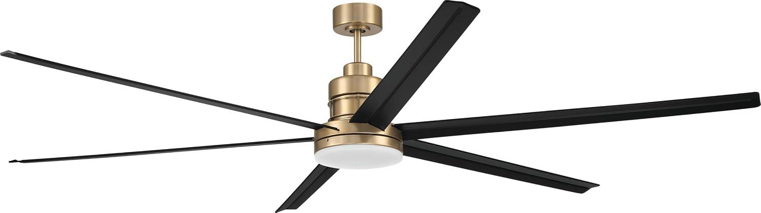 Craftmade MND80SBFB6 | Mondo 80 Inch Six Blade Contemporary Modern Smart Ceiling Fan – Satin Brass & Black Finish | Six Speed Reversible Motor |