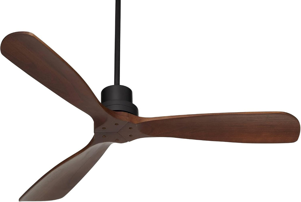 Casa Vieja 52' Delta-Wing DC Modern Industrial Indoor Outdoor Ceiling Fan with Remote Control Matte Black Dark Walnut Damp Rated for Cottage Core Living Room Patio Exterior Home Includes 6' Downrod