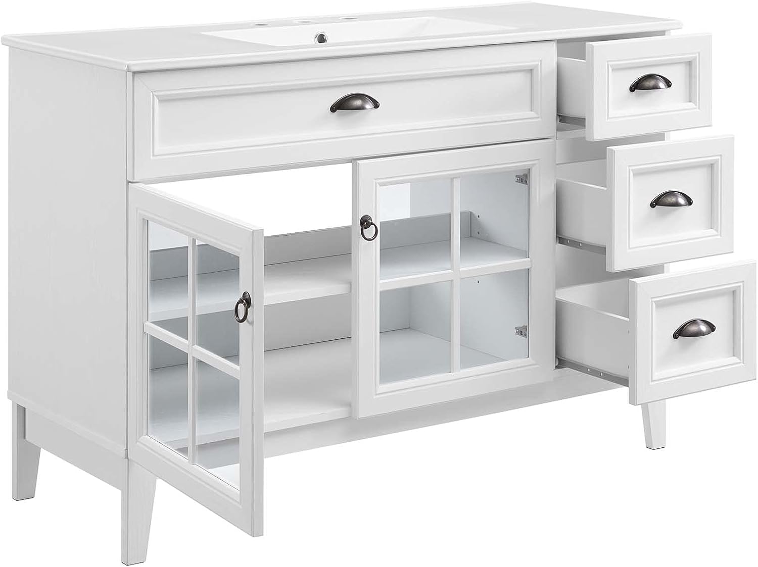 Sink Vanity Cabinet, Wood, White, Modern Contemporary, Hotel Bedroom Bathroom Master Suite Guest