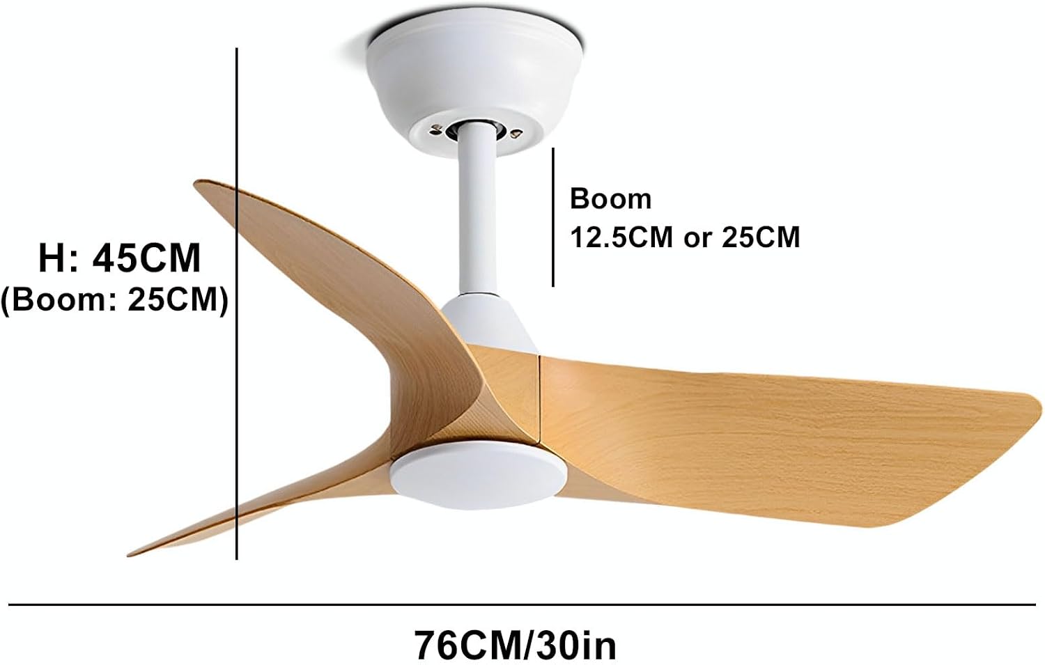 30 Inch Small White Ceiling Fan No Light with Remote 6 Speeds | 30 inch quiet ceiling fans without light. 6 speeds reversible DC motor timer for small room, bedroom, kitchen, covered patio