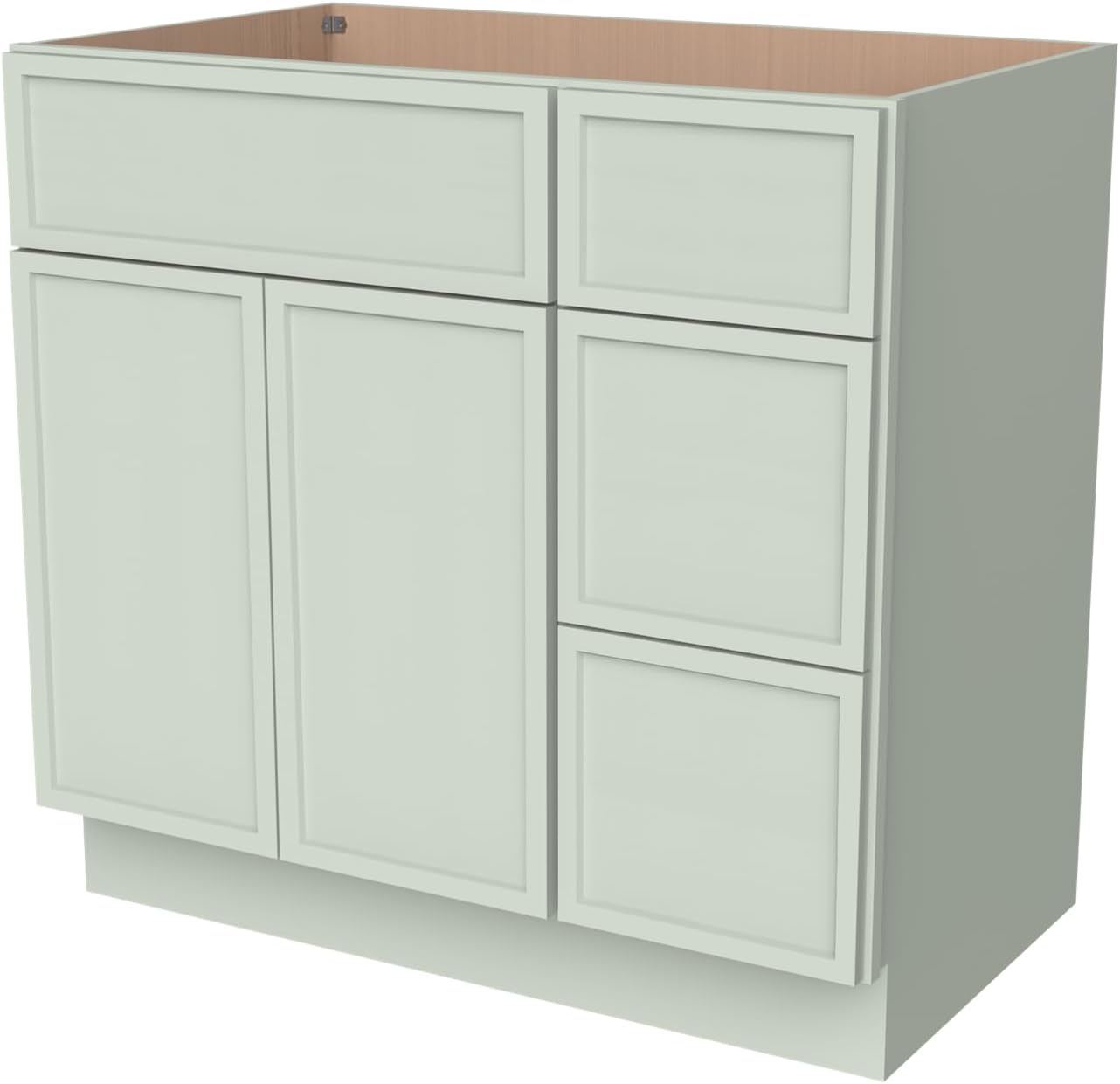 Solid Wood RTA 42' Bathroom Vanity Single-Sink Drawer Base Cabinet Sink Storage Cabinet with Soft-Close 2 Doors and 3 Right Drawers (NT-Jade Green, 42' W × 21' D × 34-1/2'H)