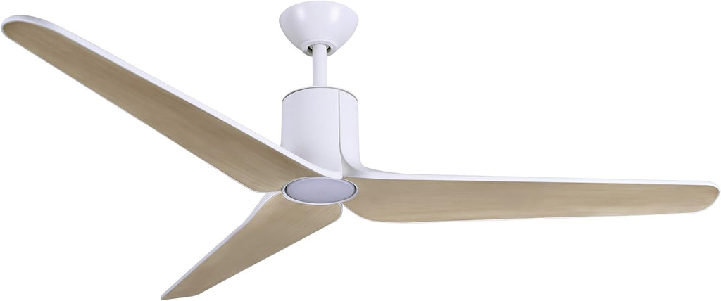 MINKA-AIRE F669L-WHF/AO Tempri 56' 3-Blade LED Indoor/Outdoor Ceiling Fan in Flat White and Aged Oak Finish Blades with Etched Lens