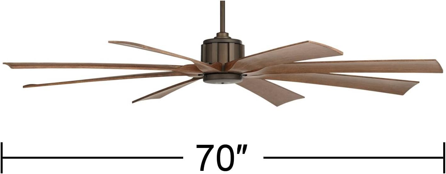 Possini Euro Design 70' Defender Industrial Rustic Farmhouse Indoor Outdoor Ceiling Fan with Remote Control Oil Rubbed Bronze Koa Damp Rated for Patio Exterior House Home Porch Gazebo Garage Barn