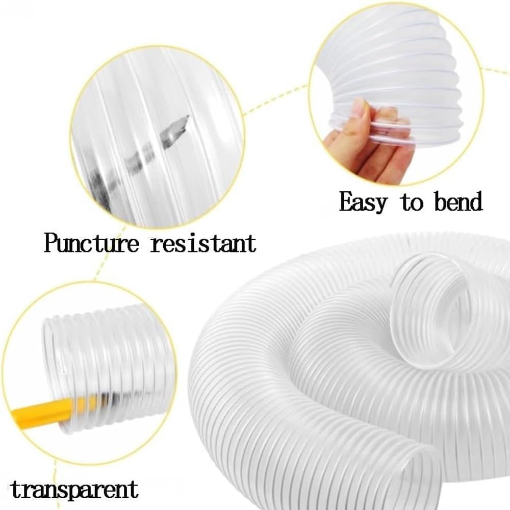 PVC Dust Collection Hose 2' 3' 4' 5' 6' 8' 10' 12' Flexible Woodworking Dust Collector Hose Clear Fume Debris Vacuum Collection Hose(8m/26.2ft,30mm-1 1/5')
