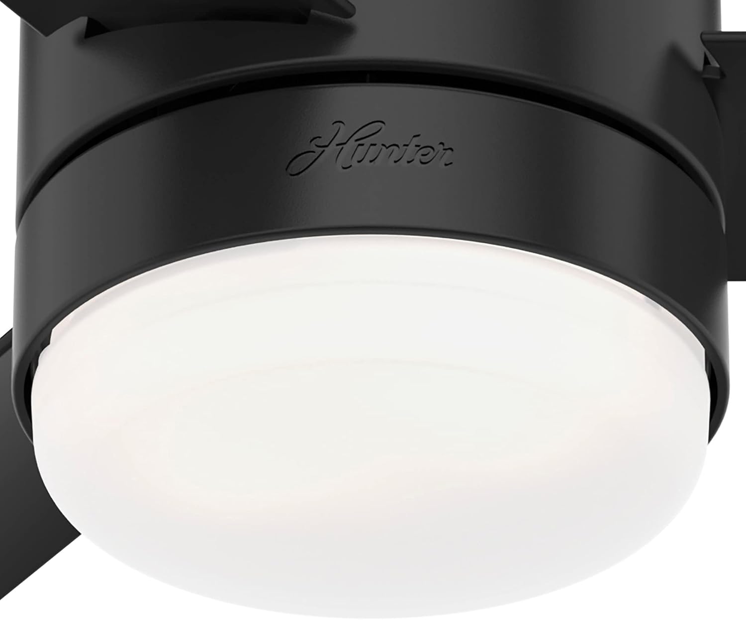 Hunter Fan Company, 51330, 52 inch Gilmour Matte Black Low Profile Damp Rated Ceiling Fan with LED Light Kit and Handheld Remote
