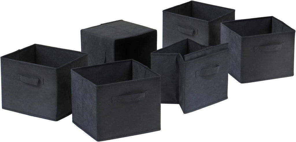 Verona 3-Section M Storage Shelf with 6 Foldable Black Color Fabric Baskets