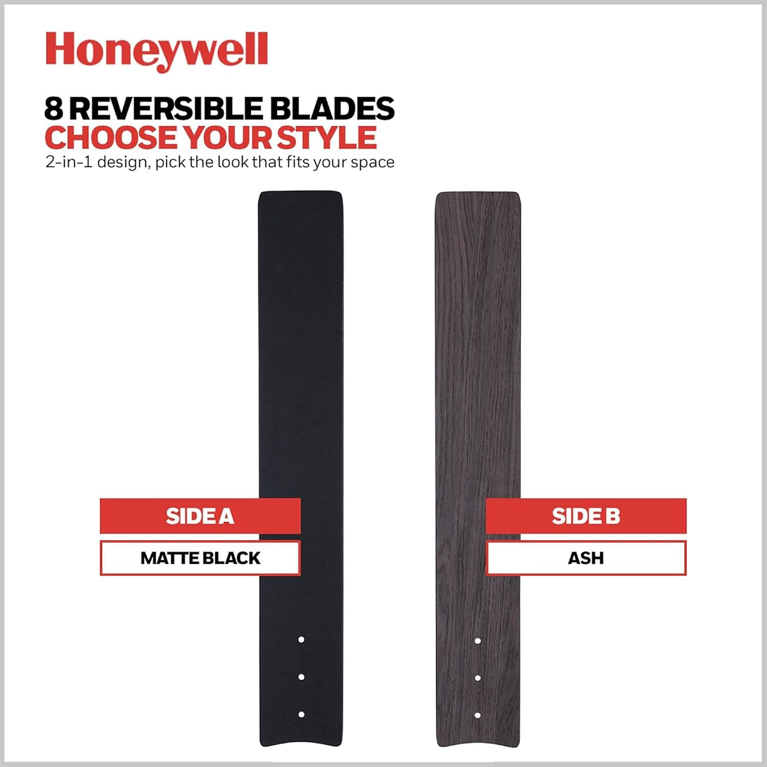 Honeywell Ceiling Fans Xerxes Modern 62 Inch Ceiling Fan with Light, Remote Control Fan, LED Indoor Fan with 8 Blades, Matte Black and Ash Blade Finish Options, Matte Black (51473-01)