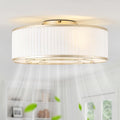 Boho Ceiling Fan with Light Flush Mount, 20' Gold Caged Ceiling Fan with Lights Remote Control, Bladeless Ceiling Fans 6 Speeds for Bedroom, Living Room, Nursery
