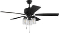 Craftmade Lighting KTE52FB5 Kate - 52 Inch 5 Blade Ceiling Fan with Light Kit, Flat Black Finish with Black Walnut/Grey Walnut Blade Finish with Clear Glass