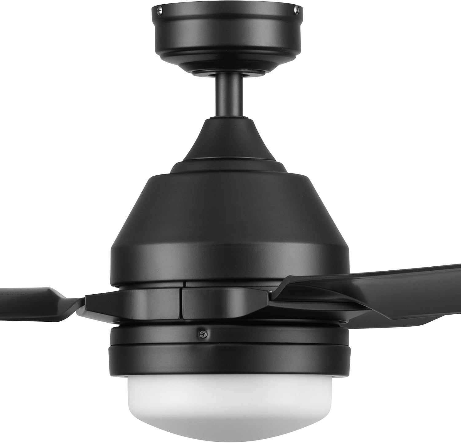 Honeywell Ceiling Fans Port Isle Modern 54 Inch Outdoor Ceiling Fan with Light, LED Fan with Remote Control, 3 Contemporary Matte Black Weather Resistant Blades, Black (51986-01)