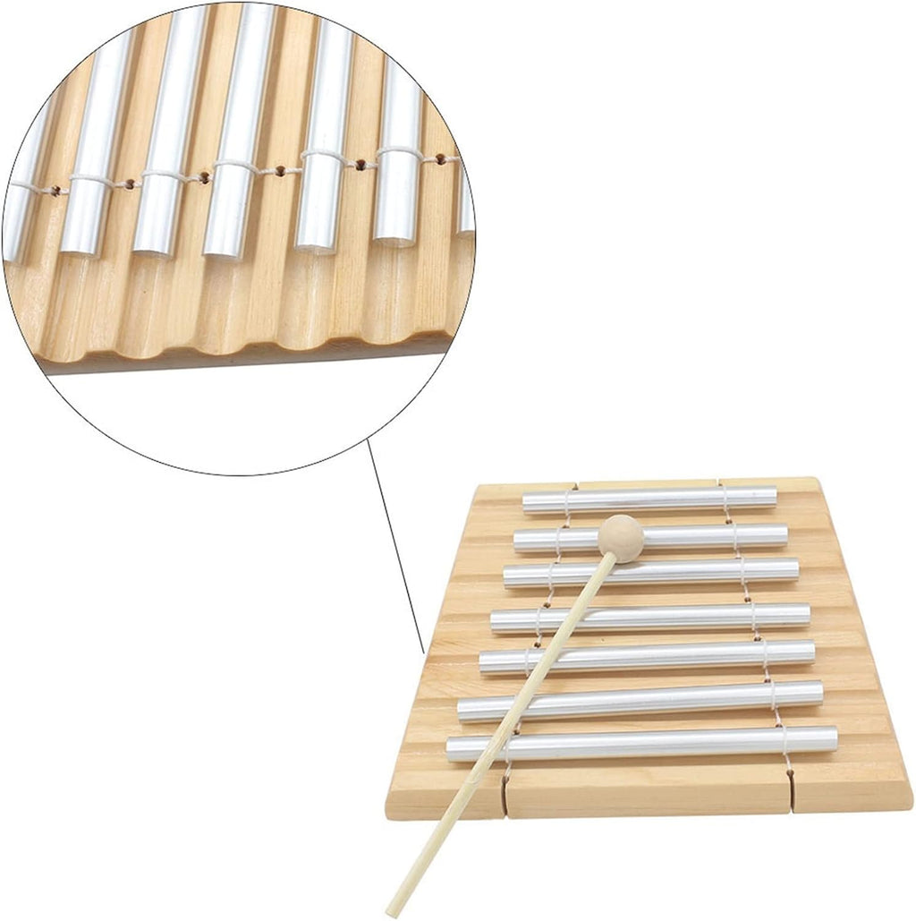 TSTS 7-Tone Chimes Meditation Chime Wind Bell Beginner Percussion Instrument with Mallet Percussion Glockenspiel Bell