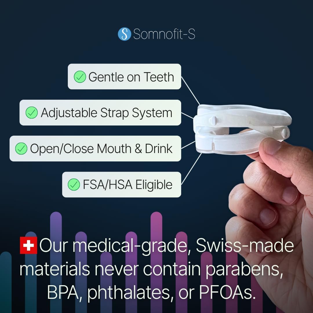 Somnofit-S Anti-Snore Mouth Guard by SnoreLessNow | Made in Switzerland | FDA Cleared | Most Comfortable Anti Snoring Mouthpiece | Sleep Tight Mouth Guard | Adjustable Snoring Solution for Men & Women
